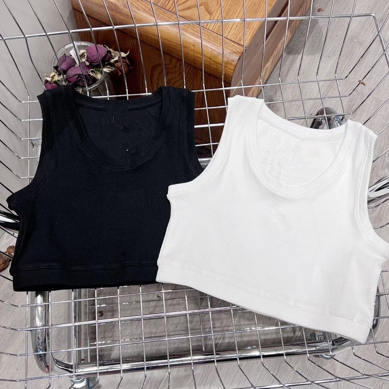Designer tank top women tanks camis anagram-embroidered cotton-blend tank tops designer vest ladies solid vintage t shirt femme mens tanktop asian size s-xl