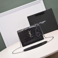 Black Crocodile Pattern Silver Buckle