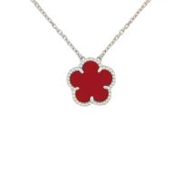 silver red necklace