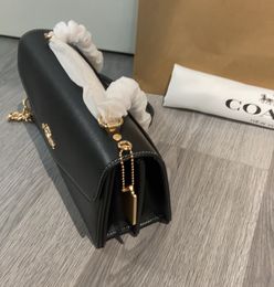 Coach Klare Envelope Flap Bag Luxury Women Leather & Signature Canvas Chain Crossbody Shoulder Handbag