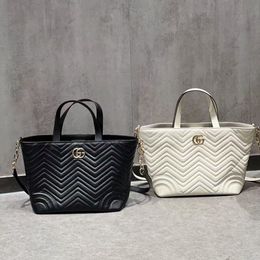 Luxury Designer Handbag Single Shoulder Crossbody Tote Wave Pattern Basket Shopping Bag High-end Genuine Leather Large Size G Marmont Bag