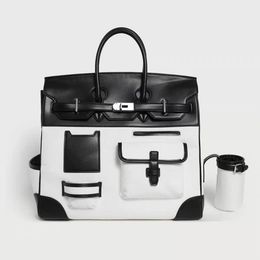 H Design HAC40 Platinum Bag Large Capacity Black and White Elegant Handheld Simple Fashion Handbag