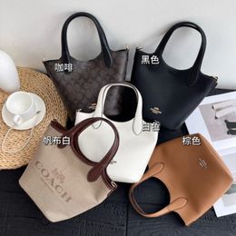 Coach Home New Hanna Bucket Classic Vintage Handbag Genuine Leather Basket Single Shoulder Crossbody Versatile Women Bag