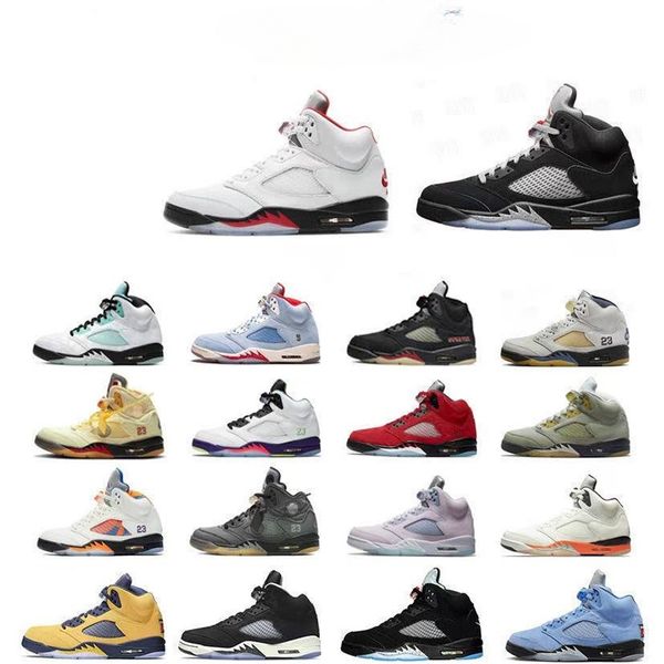 AJ5 Basketball Rukawa Kaede Black White Wings of Cicada Joe 5 Guo Ailun Knicks Graffiti Men Women Sports Shoes Air Cushion
