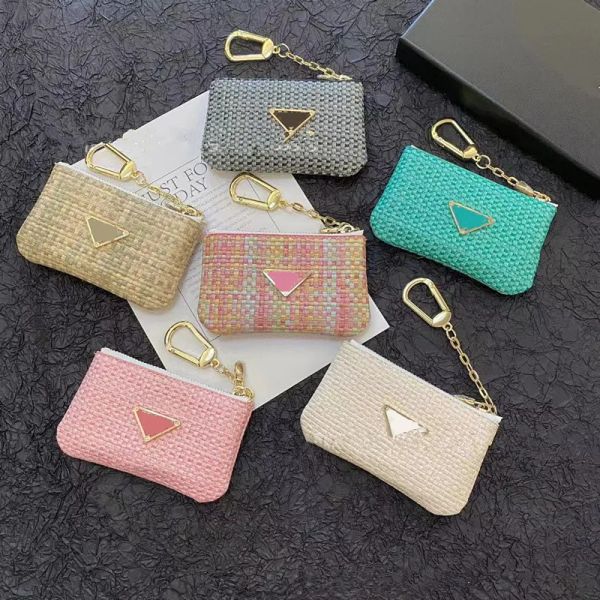 Designer Keychain wallet Brand Key Bag purse charm Light Luxury Weaving Texture Zero Wallet Zipper Card Bag Storage Universal keychain wallet whosele