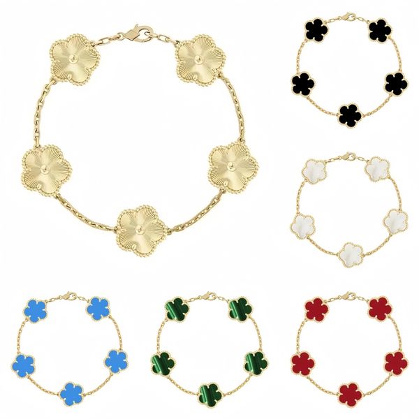 Lucky Gold Clover Bracelet Designer Jewelry Fashion Women Stainless Steel Mother-of-Pearl Christmas Valentine's Day Gift Charm Bracelets 4 Leaf Flower Necklace