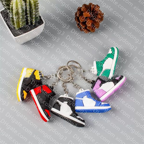 Wholesale keychain Designer keychain bag charm Mini Silicone Sneaker key chain Men Women Kids Key Ring Gift Shoe Keychain Handbag Chain Basketball Shoe Key Holder 25